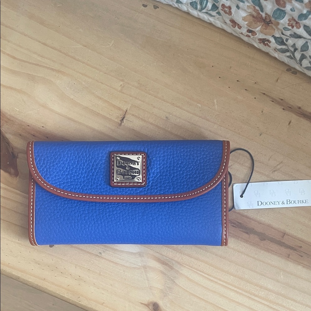 Dooney & Bourke Royal Blue and Brown Leather Wallet